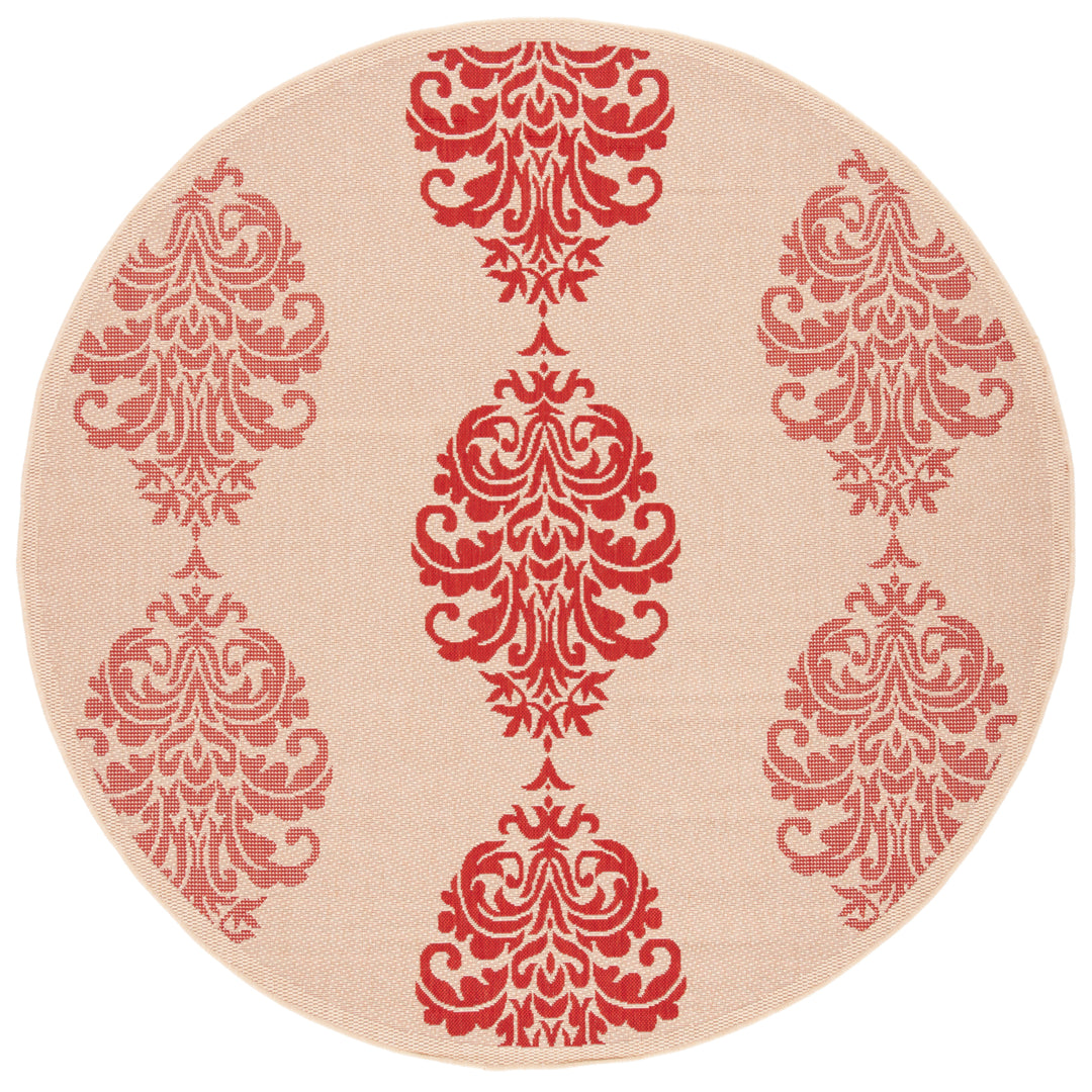 SAFAVIEH Outdoor CY2720-3701 Courtyard Natural / Red Rug Image 8