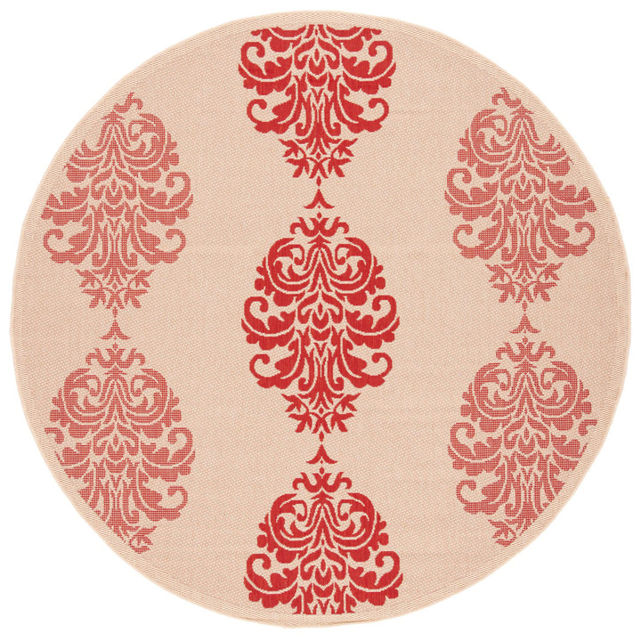 SAFAVIEH Outdoor CY2720-3701 Courtyard Natural / Red Rug Image 1