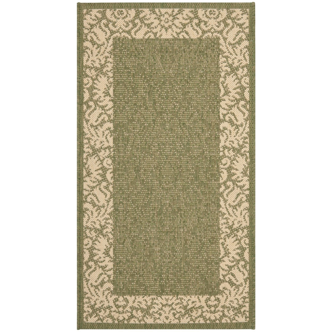 SAFAVIEH Outdoor CY2727-1E06 Courtyard Olive / Natural Rug Image 1