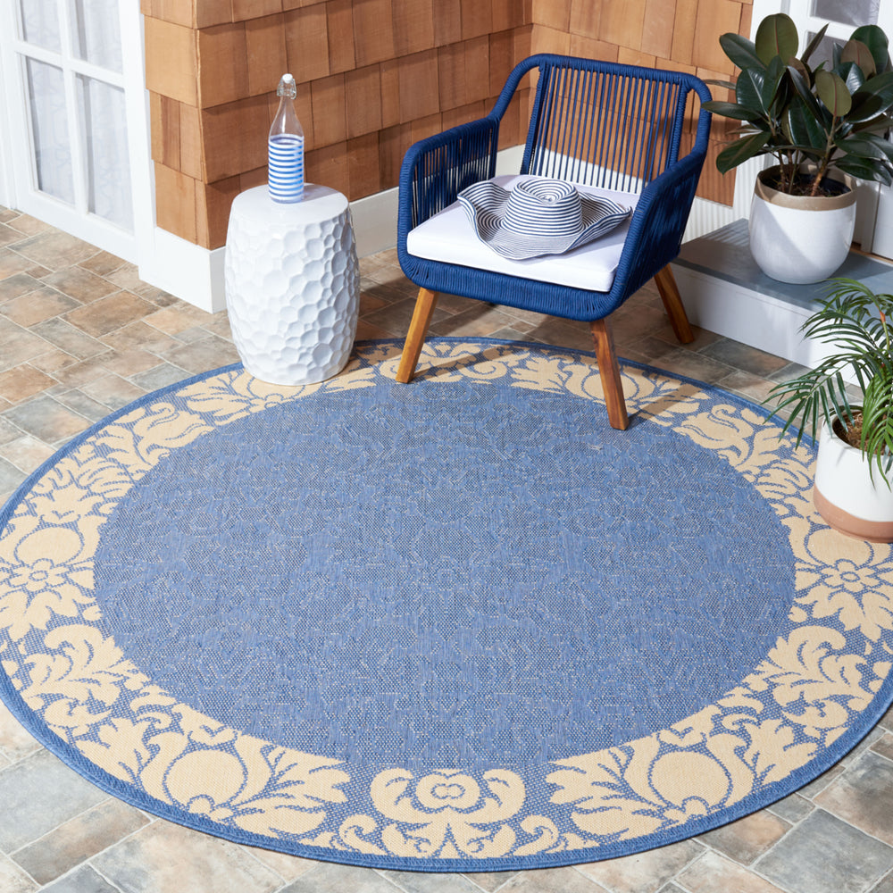 SAFAVIEH Outdoor CY2727-3103 Courtyard Blue / Natural Rug Image 2