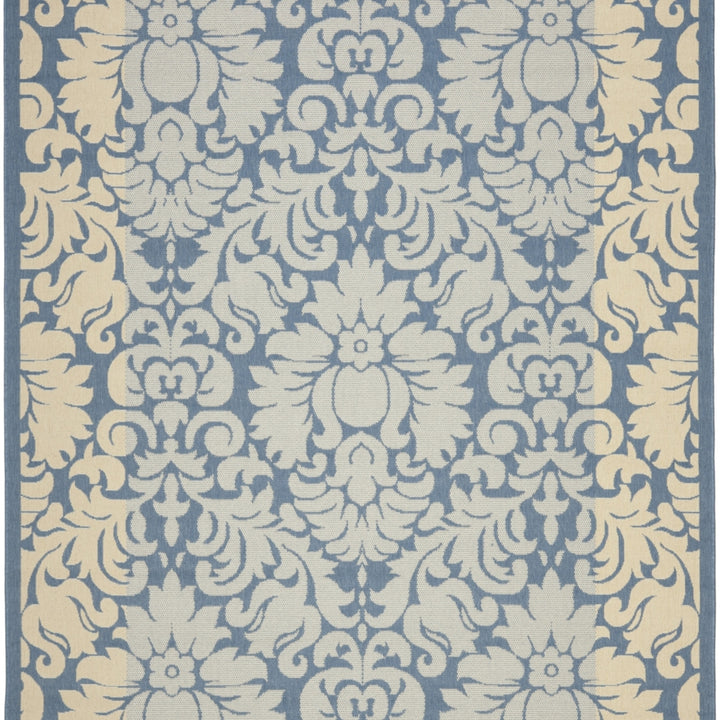 SAFAVIEH Outdoor CY2727-3103 Courtyard Blue / Natural Rug Image 4