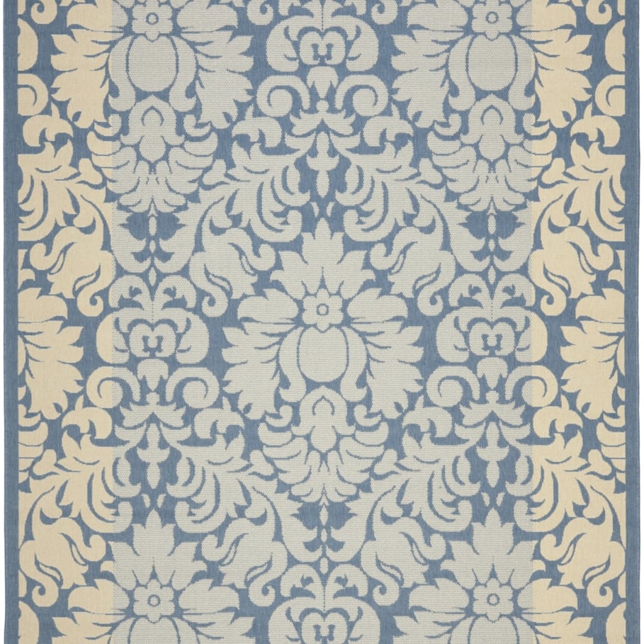 SAFAVIEH Outdoor CY2727-3103 Courtyard Blue / Natural Rug Image 1