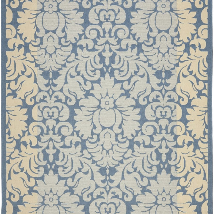 SAFAVIEH Outdoor CY2727-3103 Courtyard Blue / Natural Rug Image 1