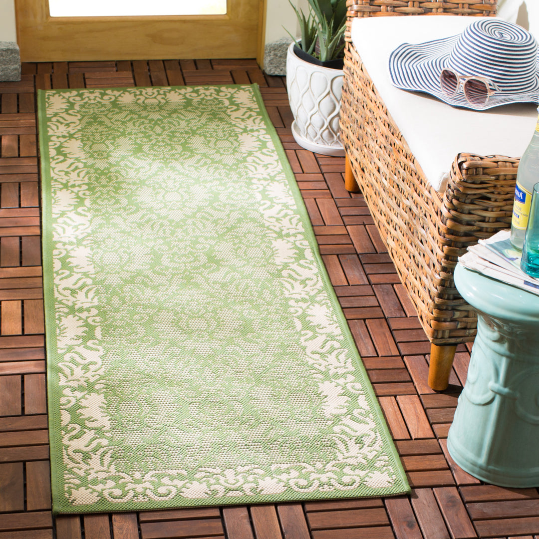 SAFAVIEH Outdoor CY2727-1E06 Courtyard Olive / Natural Rug Image 11