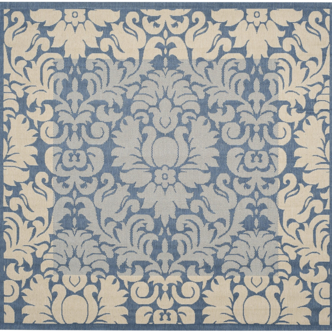 SAFAVIEH Outdoor CY2727-3103 Courtyard Blue / Natural Rug Image 7