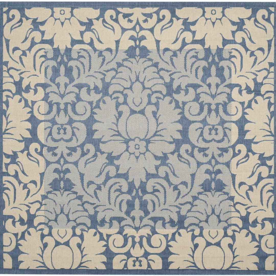 SAFAVIEH Outdoor CY2727-3103 Courtyard Blue / Natural Rug Image 1