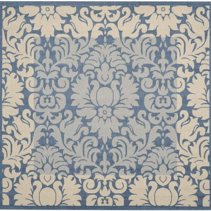 SAFAVIEH Outdoor CY2727-3103 Courtyard Blue / Natural Rug Image 1