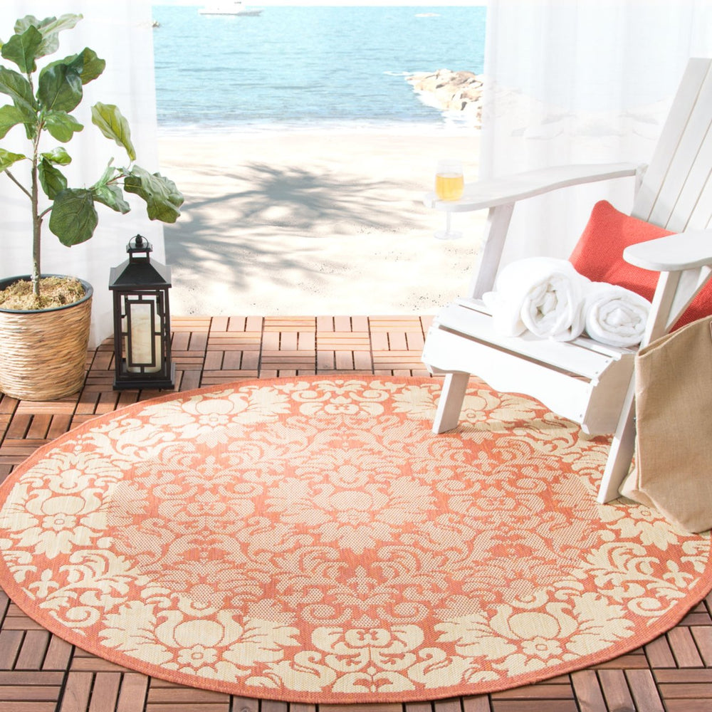 SAFAVIEH Outdoor CY2727-3202 Courtyard Terracotta / Natural Rug Image 2