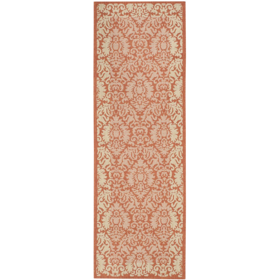 SAFAVIEH Outdoor CY2727-3202 Courtyard Terracotta / Natural Rug Image 1