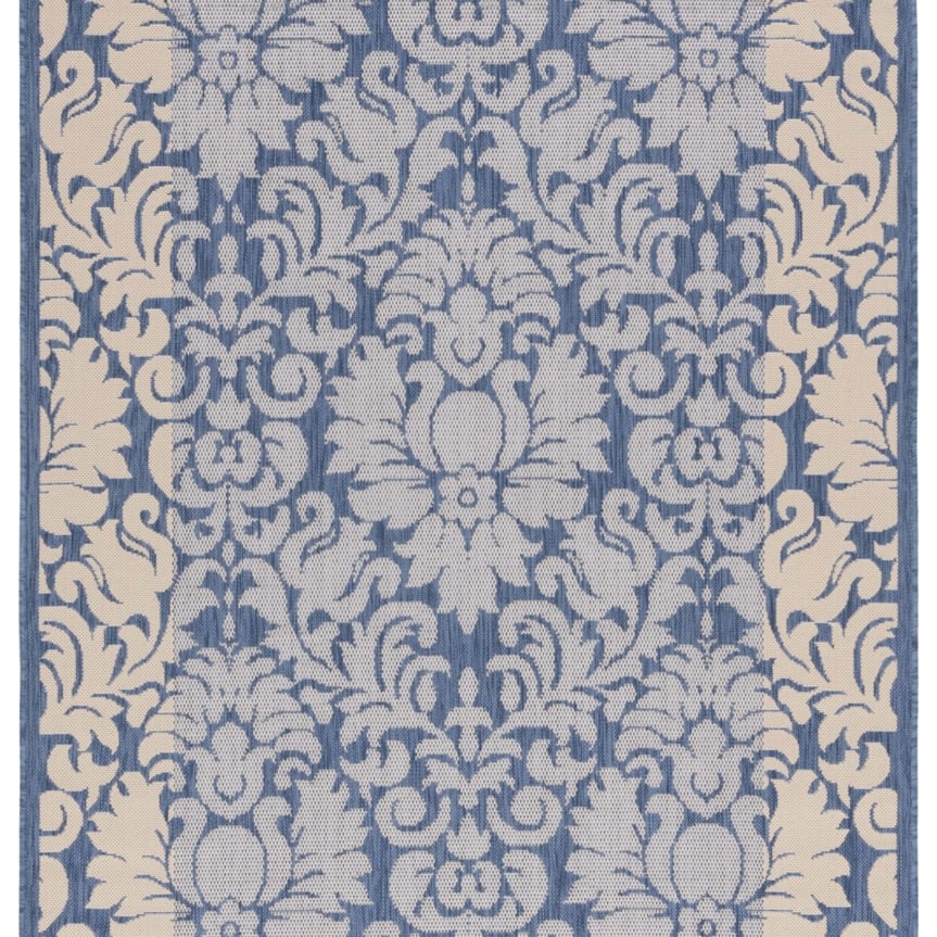 SAFAVIEH Outdoor CY2727-3103 Courtyard Blue / Natural Rug Image 1