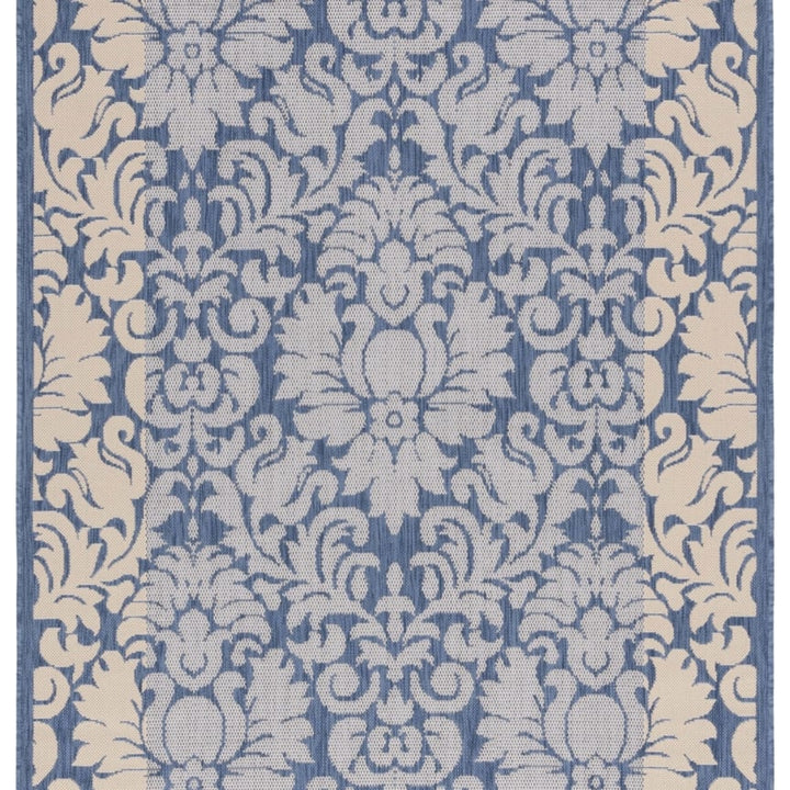 SAFAVIEH Outdoor CY2727-3103 Courtyard Blue / Natural Rug Image 1