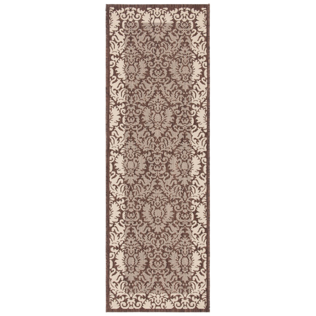 SAFAVIEH Outdoor CY2727-3409 Courtyard Chocolate / Natural Rug Image 1