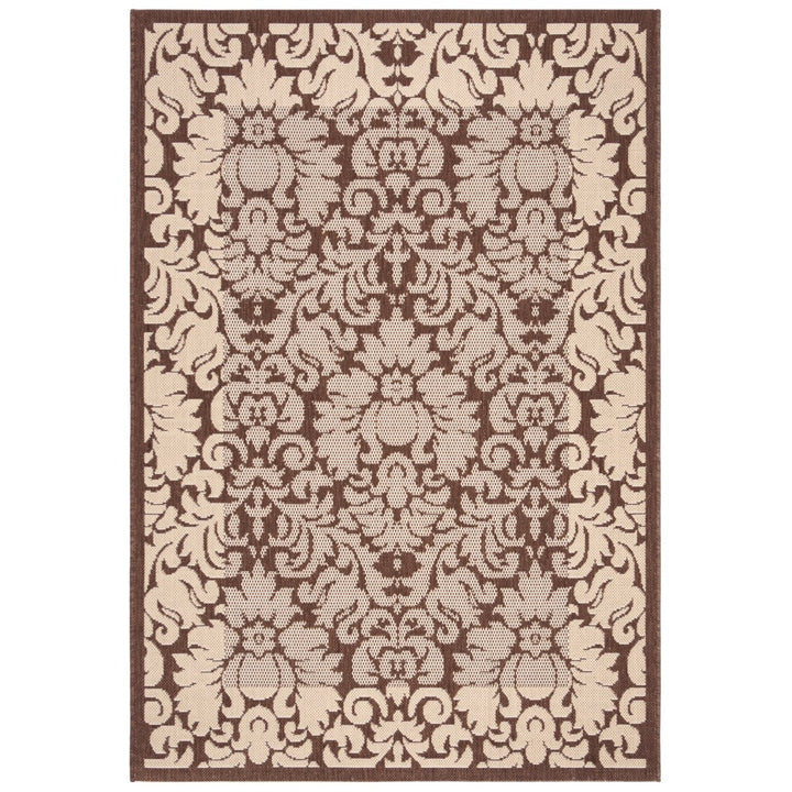 SAFAVIEH Outdoor CY2727-3409 Courtyard Chocolate / Natural Rug Image 4