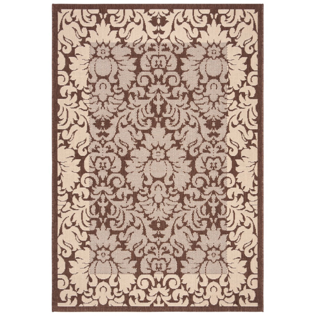 SAFAVIEH Outdoor CY2727-3409 Courtyard Chocolate / Natural Rug Image 1