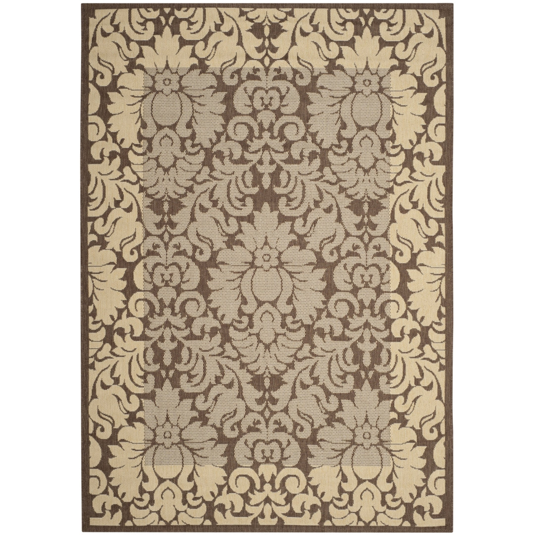 SAFAVIEH Outdoor CY2727-3409 Courtyard Chocolate / Natural Rug Image 5
