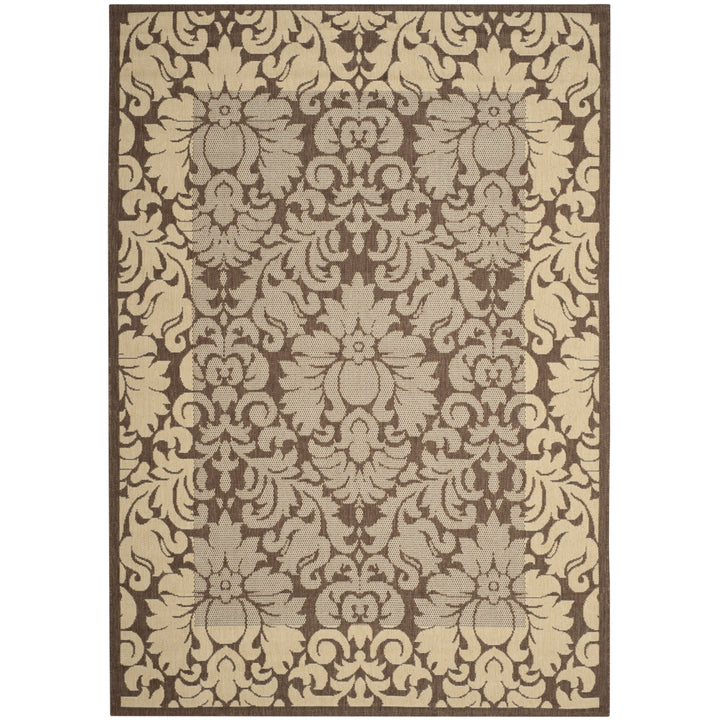 SAFAVIEH Outdoor CY2727-3409 Courtyard Chocolate / Natural Rug Image 5