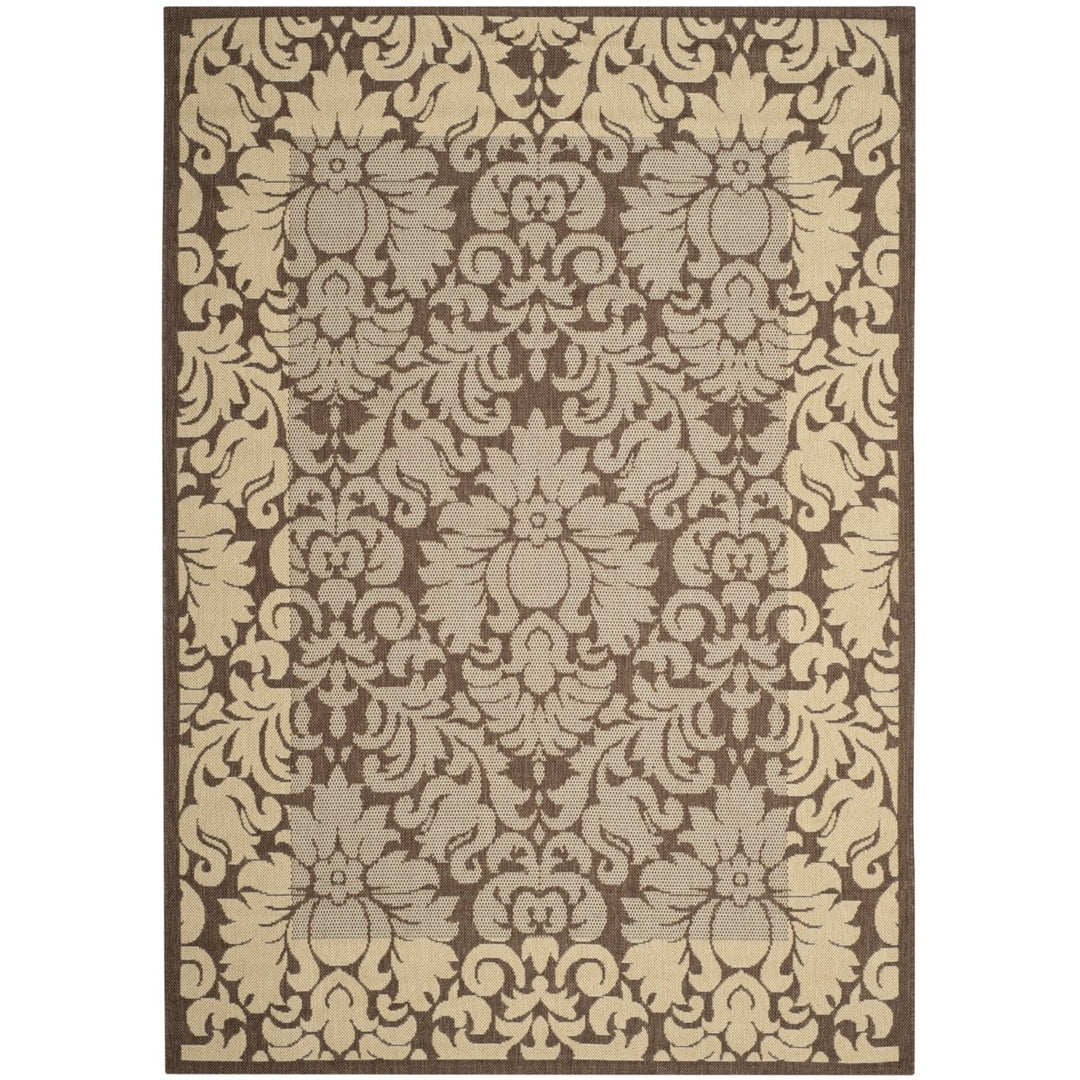 SAFAVIEH Outdoor CY2727-3409 Courtyard Chocolate / Natural Rug Image 1