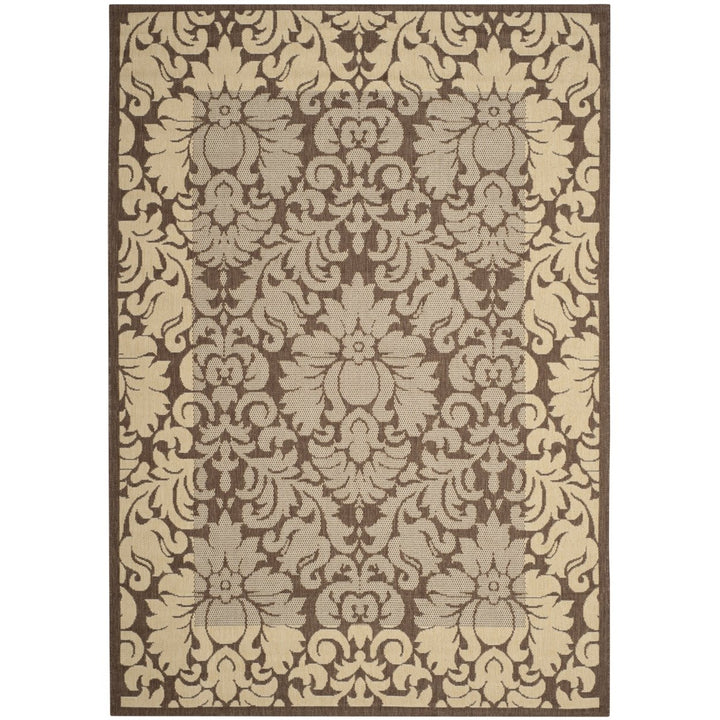 SAFAVIEH Outdoor CY2727-3409 Courtyard Chocolate / Natural Rug Image 1