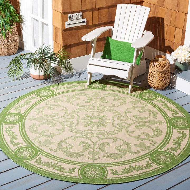 SAFAVIEH Outdoor CY2829-1E01 Courtyard Natural / Olive Rug Image 2