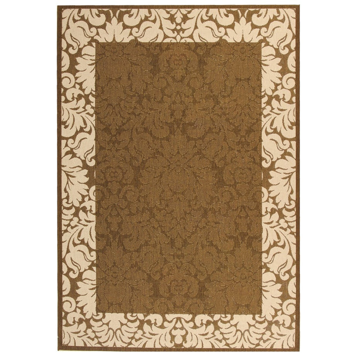 SAFAVIEH Outdoor CY2727-3409 Courtyard Chocolate / Natural Rug Image 1