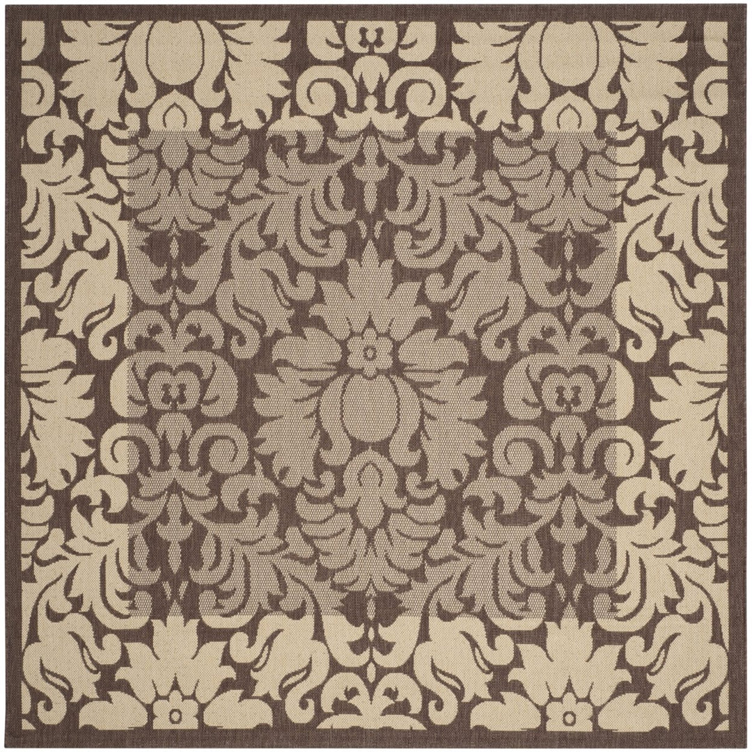 SAFAVIEH Outdoor CY2727-3409 Courtyard Chocolate / Natural Rug Image 8