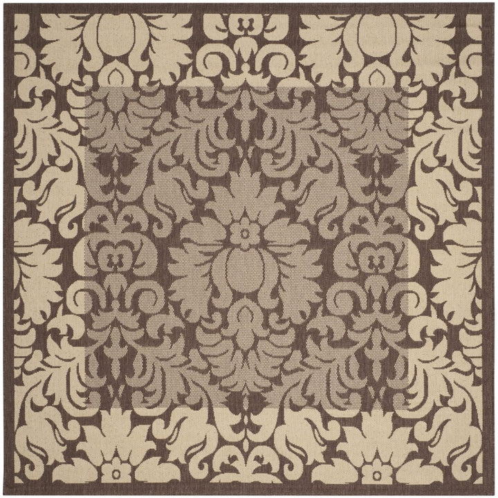 SAFAVIEH Outdoor CY2727-3409 Courtyard Chocolate / Natural Rug Image 8