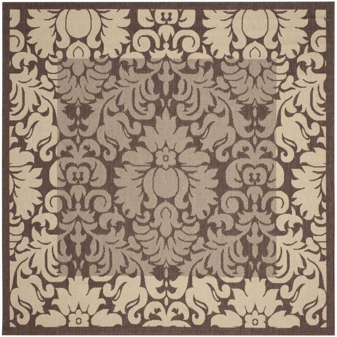 SAFAVIEH Outdoor CY2727-3409 Courtyard Chocolate / Natural Rug Image 1