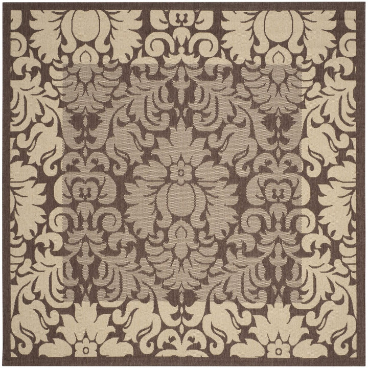 SAFAVIEH Outdoor CY2727-3409 Courtyard Chocolate / Natural Rug Image 1