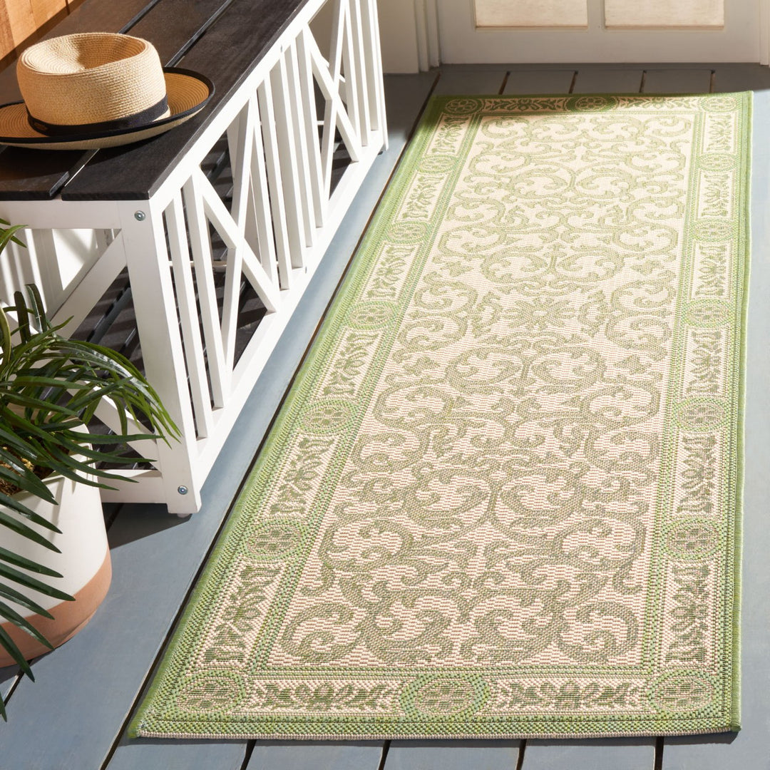 SAFAVIEH Outdoor CY2829-1E01 Courtyard Natural / Olive Rug Image 3