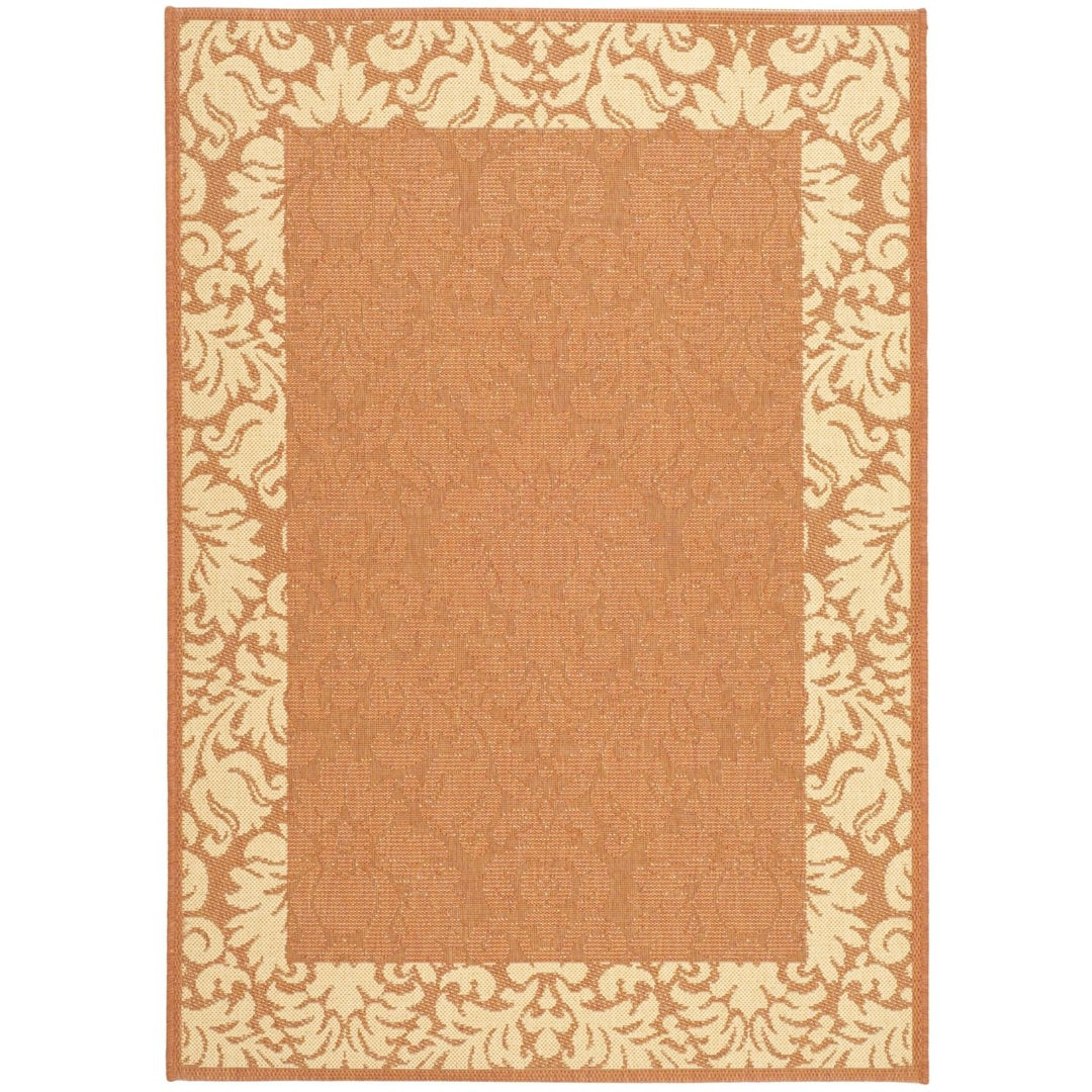 SAFAVIEH Outdoor CY2727-3202 Courtyard Terracotta / Natural Rug Image 1