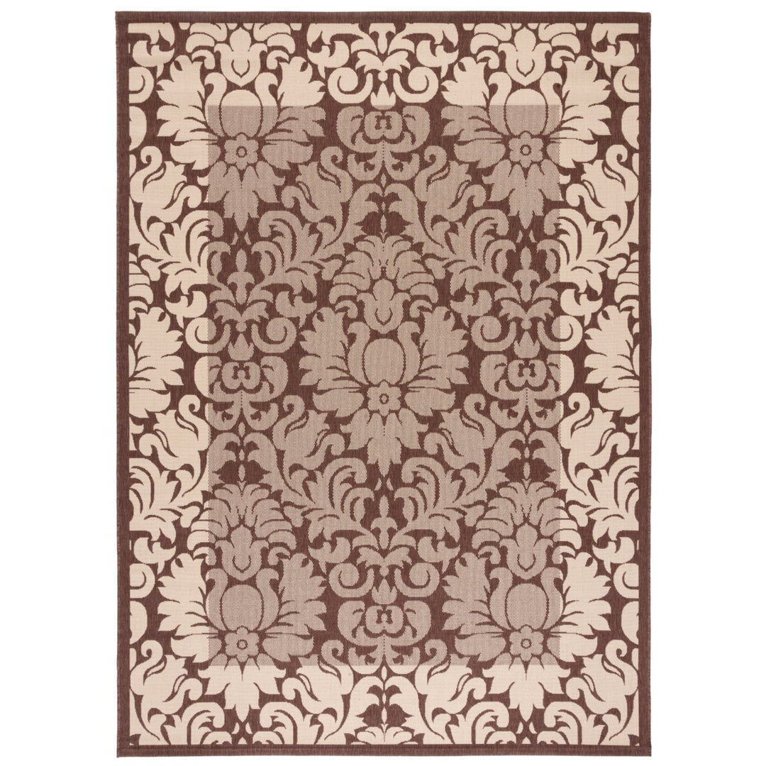 SAFAVIEH Outdoor CY2727-3409 Courtyard Chocolate / Natural Rug Image 1