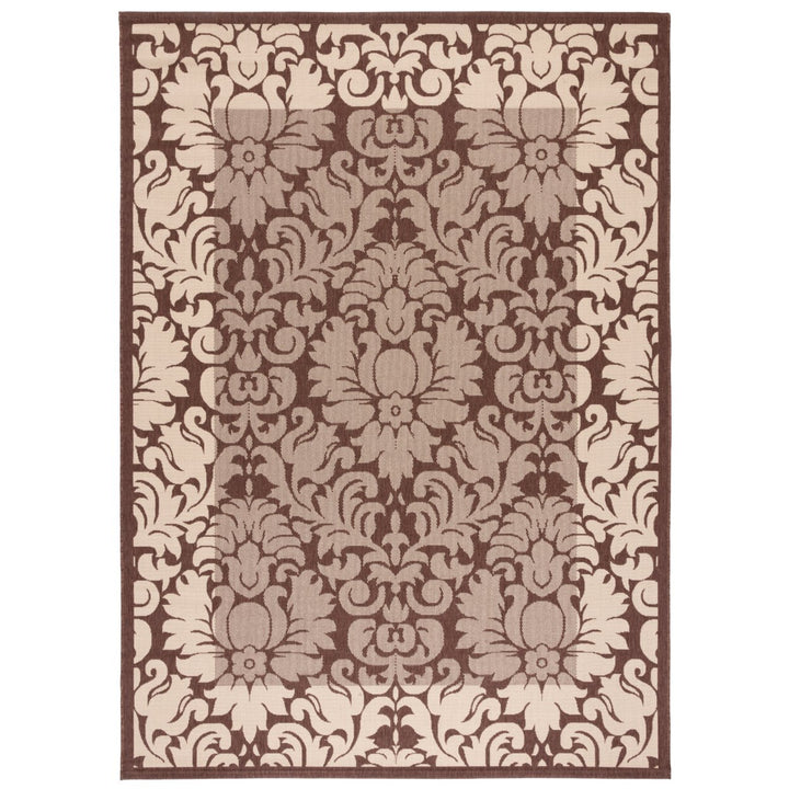 SAFAVIEH Outdoor CY2727-3409 Courtyard Chocolate / Natural Rug Image 1