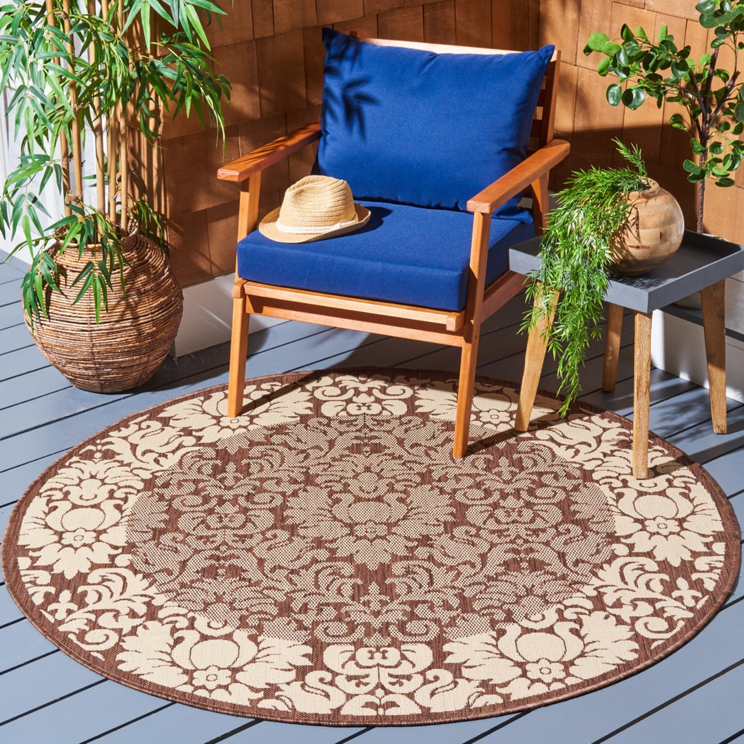 SAFAVIEH Outdoor CY2727-3409 Courtyard Chocolate / Natural Rug Image 10