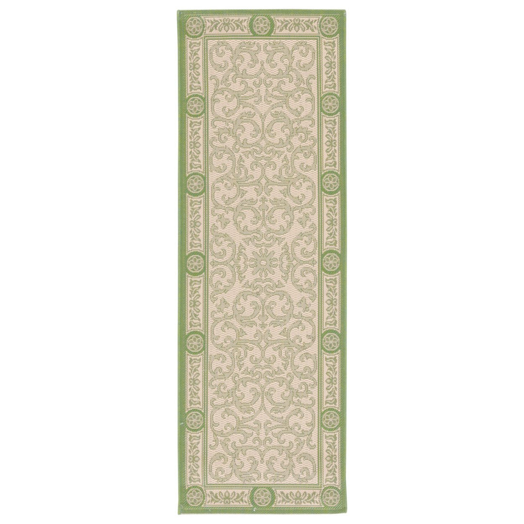 SAFAVIEH Outdoor CY2829-1E01 Courtyard Natural / Olive Rug Image 1