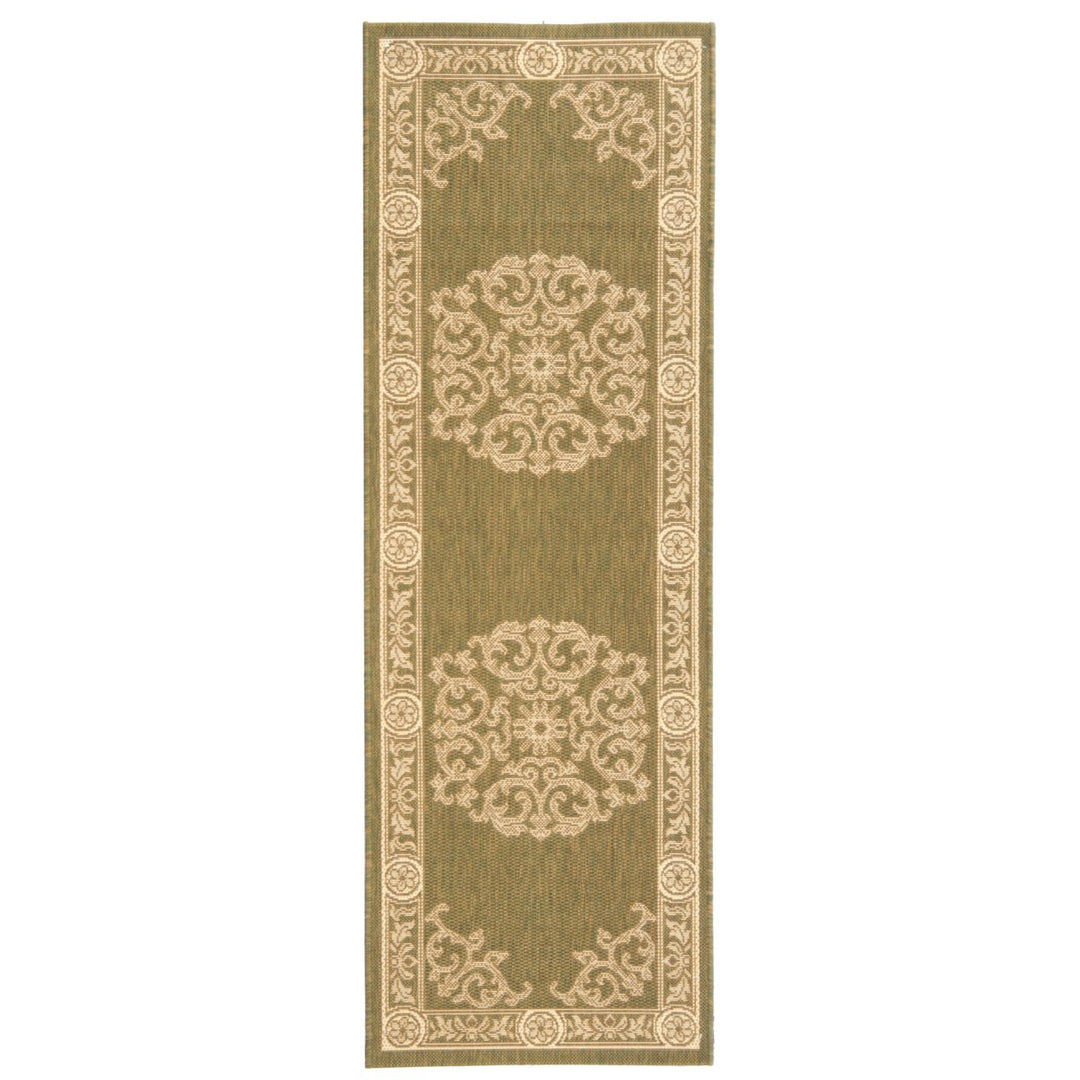 SAFAVIEH Outdoor CY2914-1E06 Courtyard Olive / Natural Rug Image 1