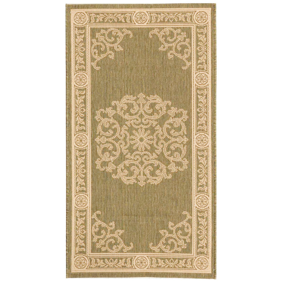 SAFAVIEH Outdoor CY2914-1E06 Courtyard Olive / Natural Rug Image 1