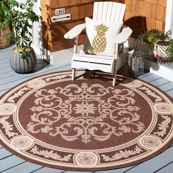 SAFAVIEH Outdoor CY2914-3409 Courtyard Chocolate / Natural Rug Image 2