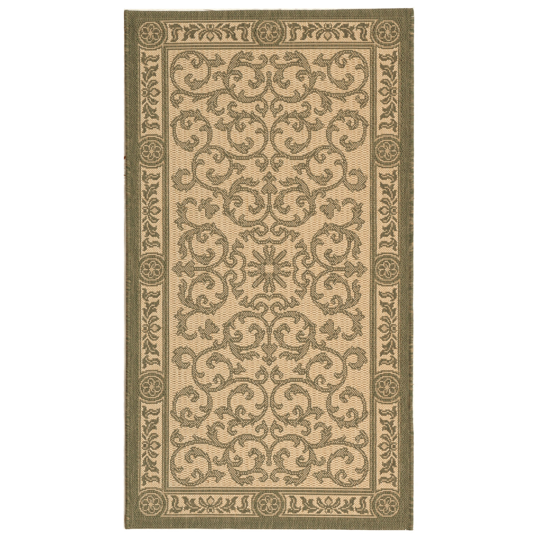 SAFAVIEH Outdoor CY2829-1E01 Courtyard Natural / Olive Rug Image 9