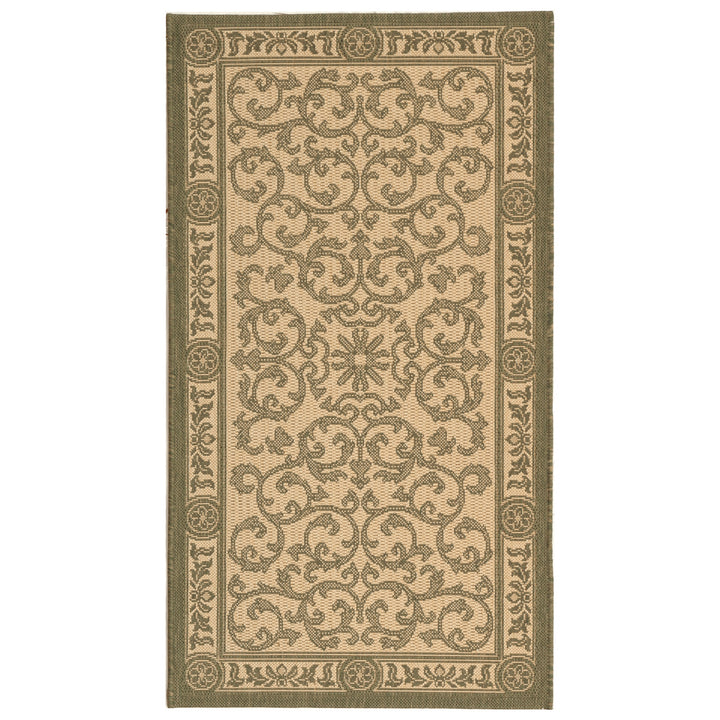 SAFAVIEH Outdoor CY2829-1E01 Courtyard Natural / Olive Rug Image 9