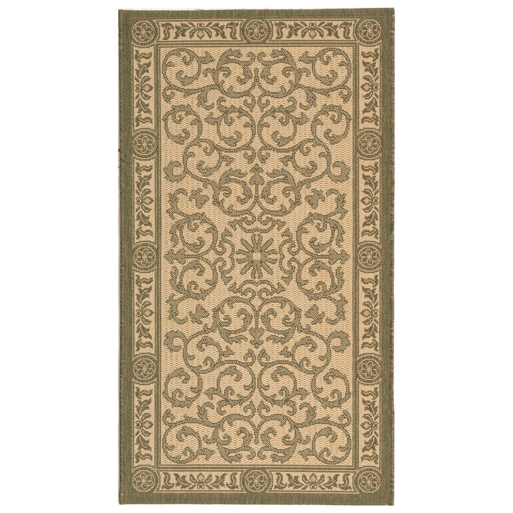 SAFAVIEH Outdoor CY2829-1E01 Courtyard Natural / Olive Rug Image 1