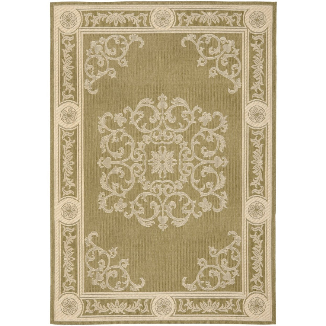 SAFAVIEH Outdoor CY2914-1E06 Courtyard Olive / Natural Rug Image 1