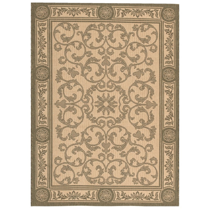 SAFAVIEH Outdoor CY2829-1E01 Courtyard Natural / Olive Rug Image 1