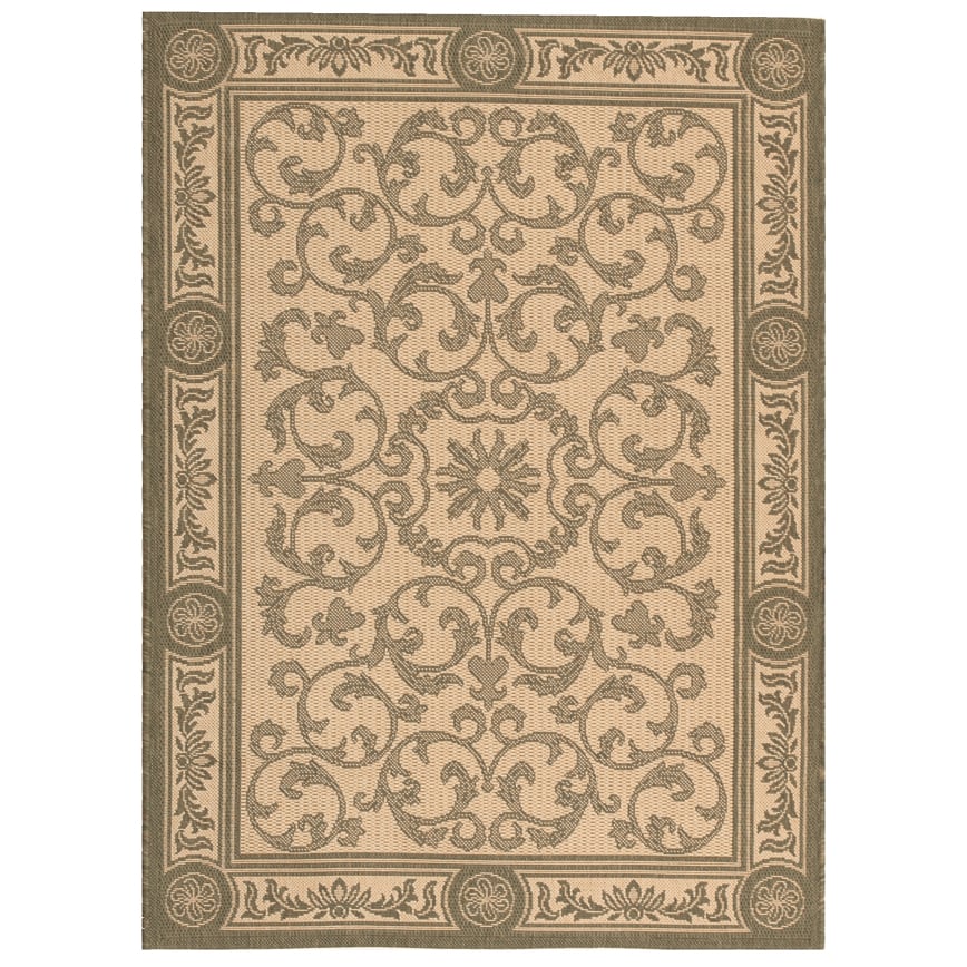 SAFAVIEH Outdoor CY2829-1E01 Courtyard Natural / Olive Rug Image 1