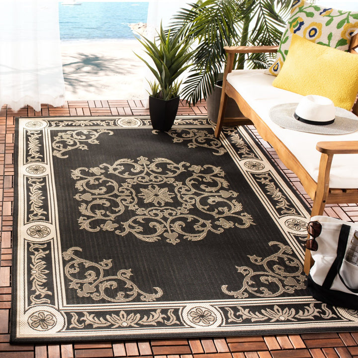 SAFAVIEH Indoor Outdoor CY2914-3908 Courtyard Black / Sand Rug Image 1