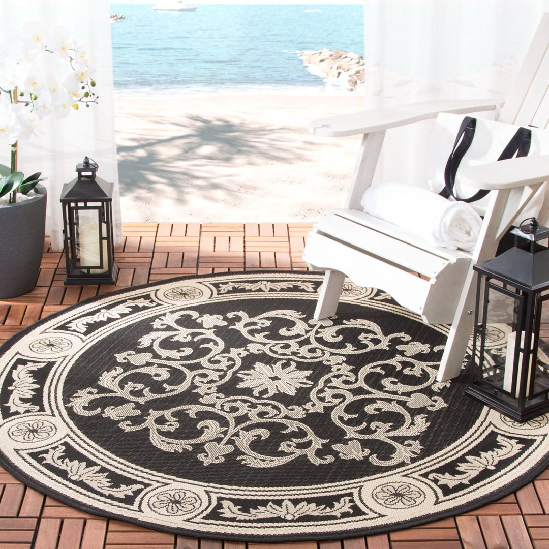 SAFAVIEH Indoor Outdoor CY2914-3908 Courtyard Black / Sand Rug Image 2