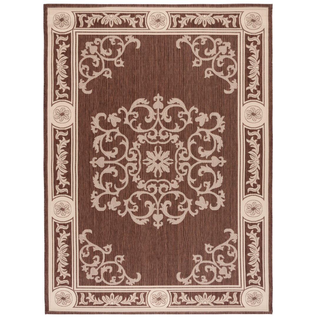 SAFAVIEH Outdoor CY2914-3409 Courtyard Chocolate / Natural Rug Image 4