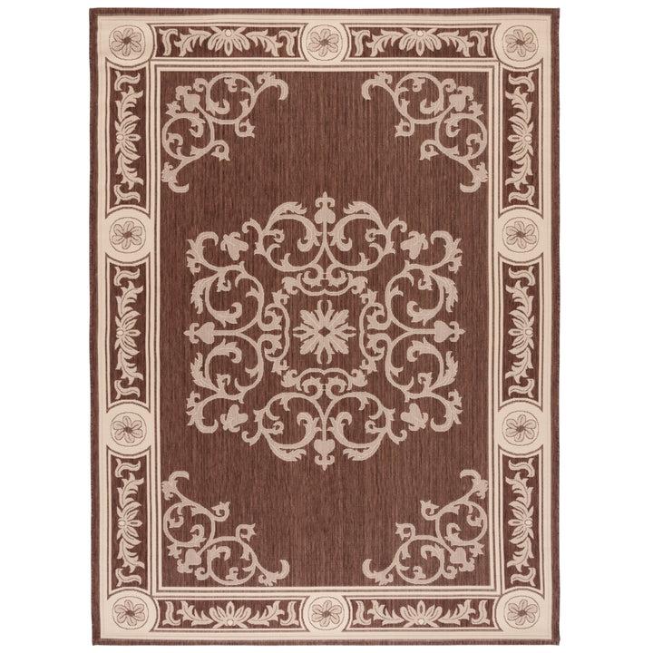 SAFAVIEH Outdoor CY2914-3409 Courtyard Chocolate / Natural Rug Image 4