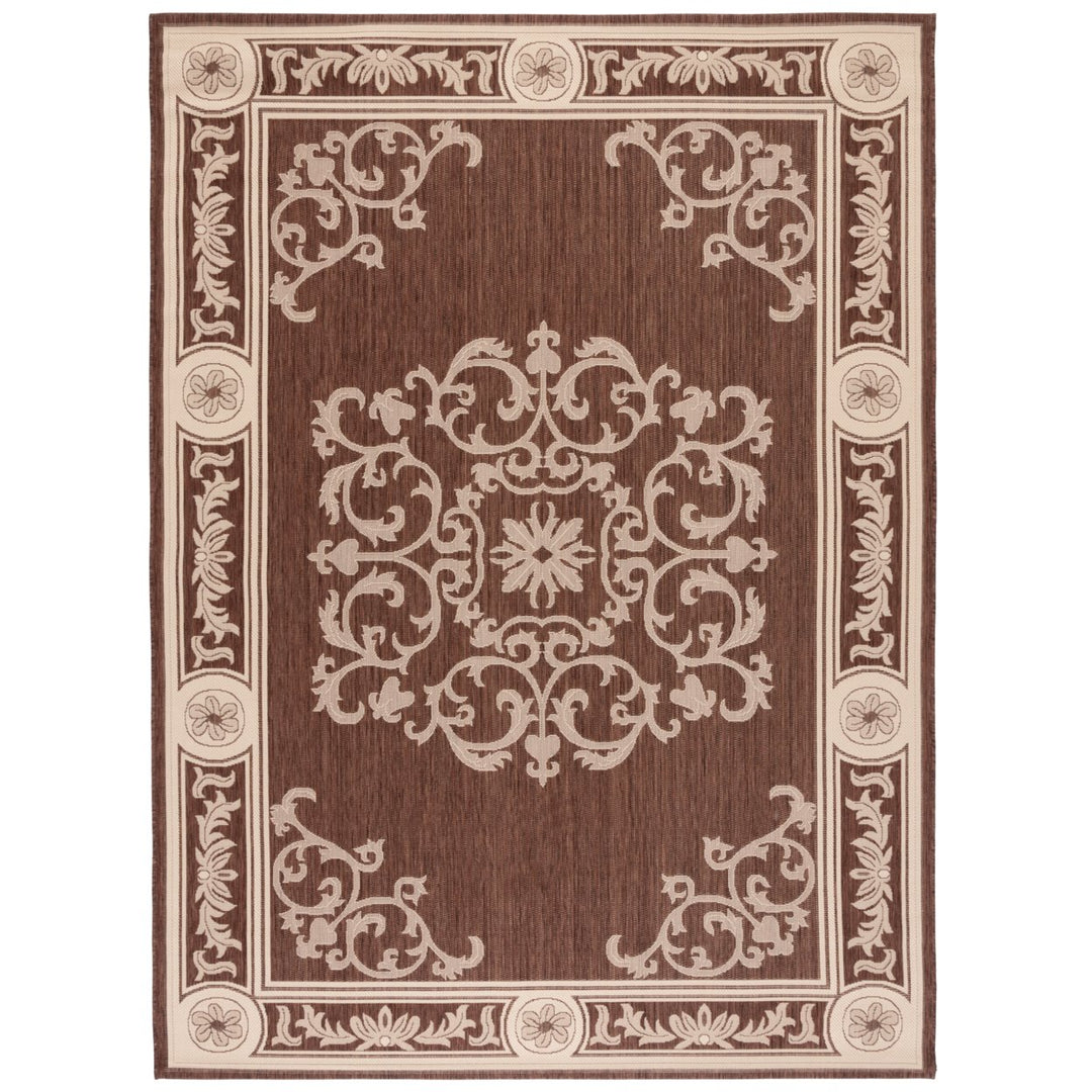 SAFAVIEH Outdoor CY2914-3409 Courtyard Chocolate / Natural Rug Image 1