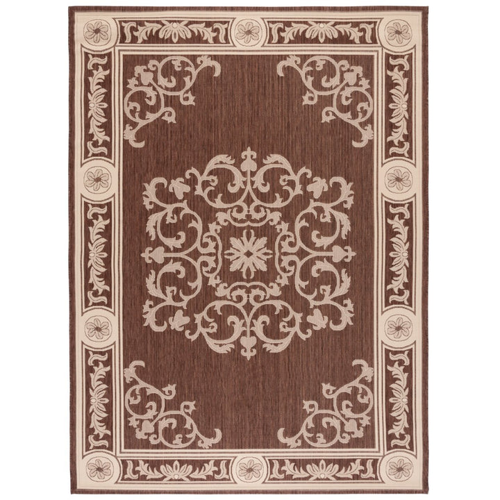 SAFAVIEH Outdoor CY2914-3409 Courtyard Chocolate / Natural Rug Image 1