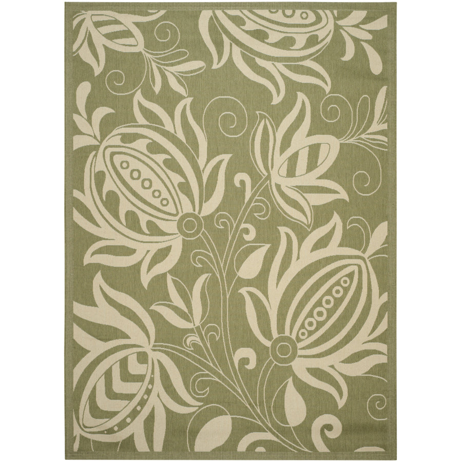 SAFAVIEH Outdoor CY2961-1E06 Courtyard Olive / Natural Rug Image 1